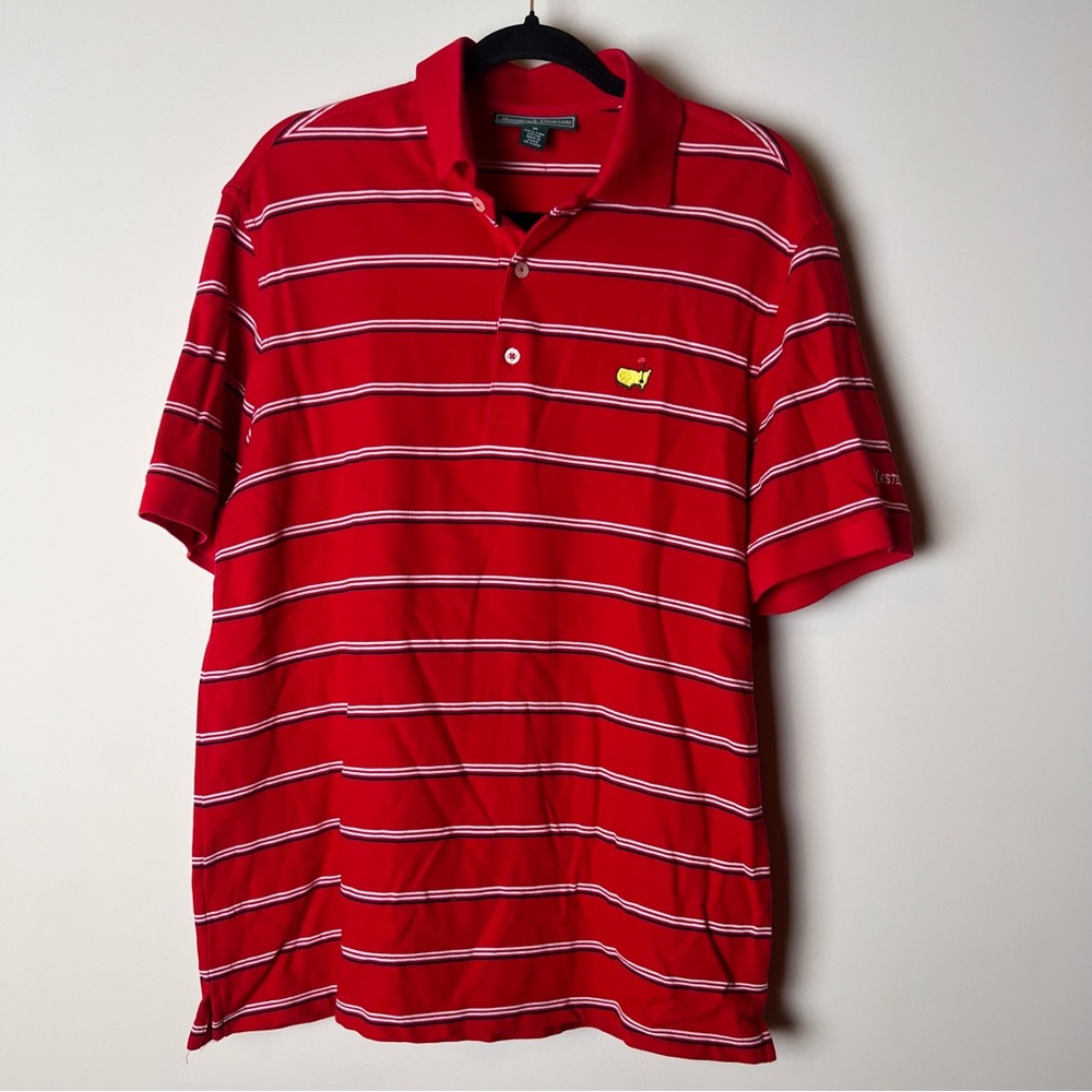 Masters Collection Men's M Red Striped Polo Augusta National Golf Pullover pima